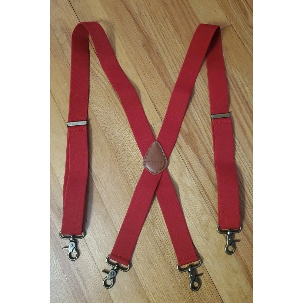 AYOSUSH Suspenders Swivel Snap Hooks Red Elastic Stretch